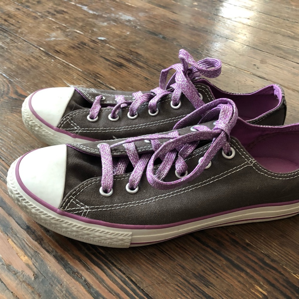 Girls grey and purple converse